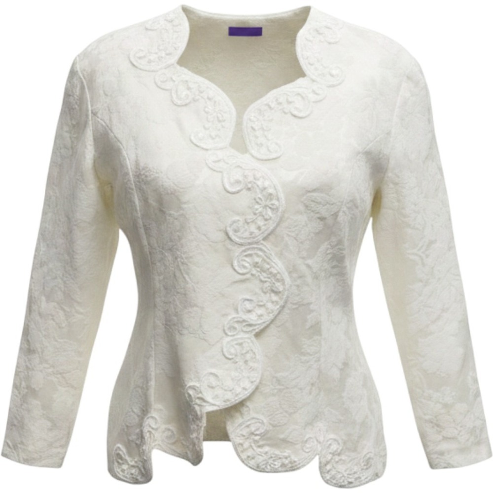VTG Scott McClintock Gunne Sax Damask Lace Trim Jacket Womens 12 Cream Floral
